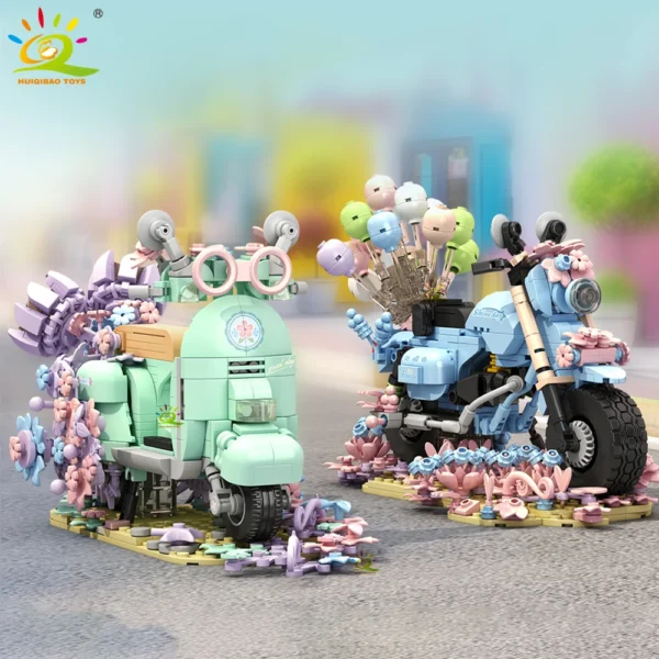 HUIQIBAO MOC Balloon Motorcycle Model Building Block Motorbike Car Brick Toy Home Desk DIY Decoration Assemble Game for Children HUIQIBAO MOC Balloon Motorcycle Model Building Block Motorbike Car Brick Toy Home Desk DIY Decoration Assemble Game for Children - Image 1