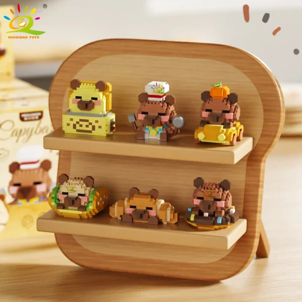 HUIQIBAO MOC Capybara Cavy Animal Micro Building Block Guinea Pig Mini Diamond Model Brick Toy for Children Desk Decor. - Image 1