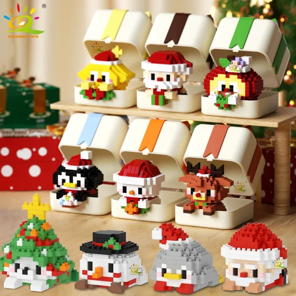 HUIQIBAO MOC Christmas Model Elk Deer Santa Claus Building Block City Snow House Xmas Tree Bricks Set Toy for Children Kids Gift - Image 1