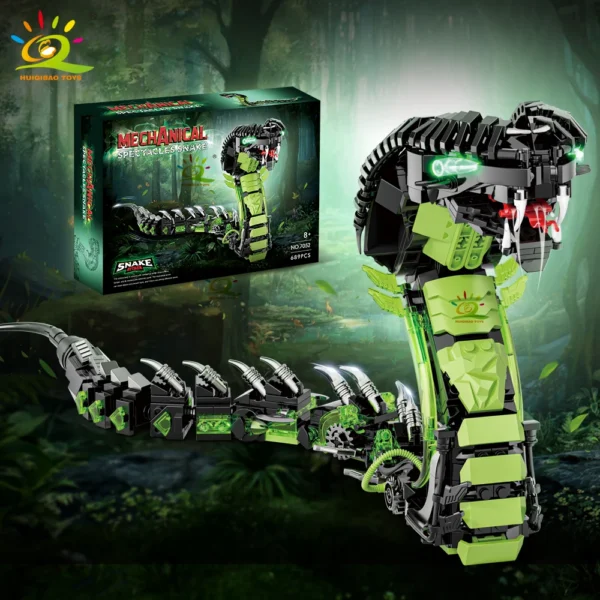HUIQIBAO MOC Cobra Snake Animal Model Building Block Bricks Assembly Construction Toy For Children Kid DIY Game Home Desk Decor - Image 1