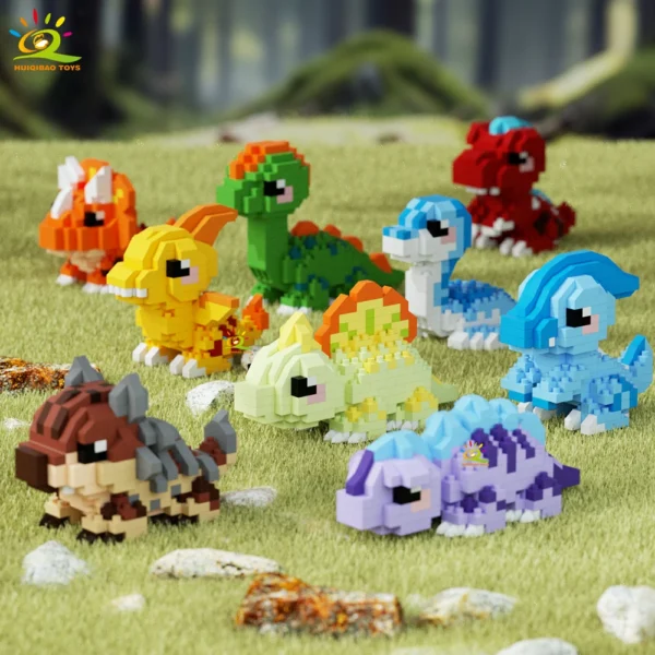 HUIQIBAO MOC Colorful Dinosaur model Micro Building Block Triceratops Tyrannosaurus Diamond Brick Toy for Children Desk Decor. HUIQIBAO MOC Colorful Dinosaur model Micro Building Block Triceratops Tyrannosaurus Diamond Brick Toy for Children Desk Decor. - Image 1