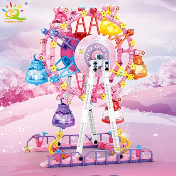 HUIQIBAO MOC Cute Ferris wheel Building Block Model Brick DIY Construction Toy for Children Desk Decor. - Image 1