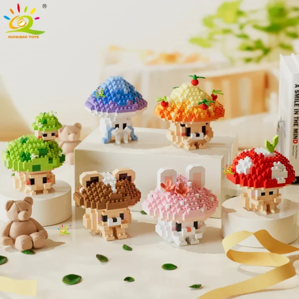 HUIQIBAO MOC Cute Mushroom Bouquet Potted Plant Micro Building Blocks Model DIY Home Desk Decoration Brick Toy For Children HUIQIBAO MOC Cute Mushroom Bouquet Potted Plant Micro Building Blocks Model DIY Home Desk Decoration Brick Toy For Children - Image 1
