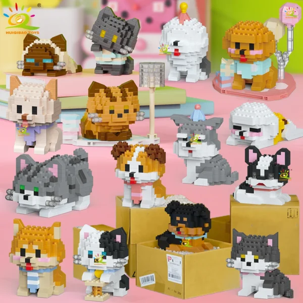 HUIQIBAO MOC Cute animal model Micro Building Block Panda Rabbit Bee Mini Diamond Model Brick Toy for Children Desk Decor. HUIQIBAO MOC Cute animal model Micro Building Block Panda Rabbit Bee Mini Diamond Model Brick Toy for Children Desk Decor. - Image 1