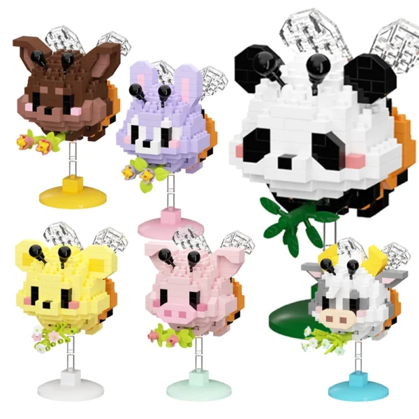 HUIQIBAO MOC Cute animal model Micro Building Block Panda Rabbit Bee Mini Diamond Model Brick Toy for Children Desk Decor. HUIQIBAO MOC Cute animal model Micro Building Block Panda Rabbit Bee Mini Diamond Model Brick Toy for Children Desk Decor. - Image 1