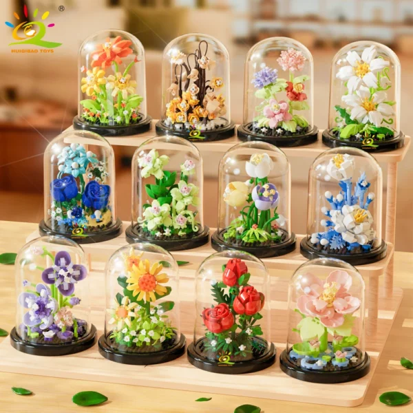 HUIQIBAO MOC Eternal Bouquet Display Box Micro Building Blocks Flower Model DIY Home Desk Plant Decoration Brick Toy For Childre HUIQIBAO MOC Eternal Bouquet Display Box Micro Building Blocks Flower Model DIY Home Desk Plant Decoration Brick Toy For Childre - Image 1