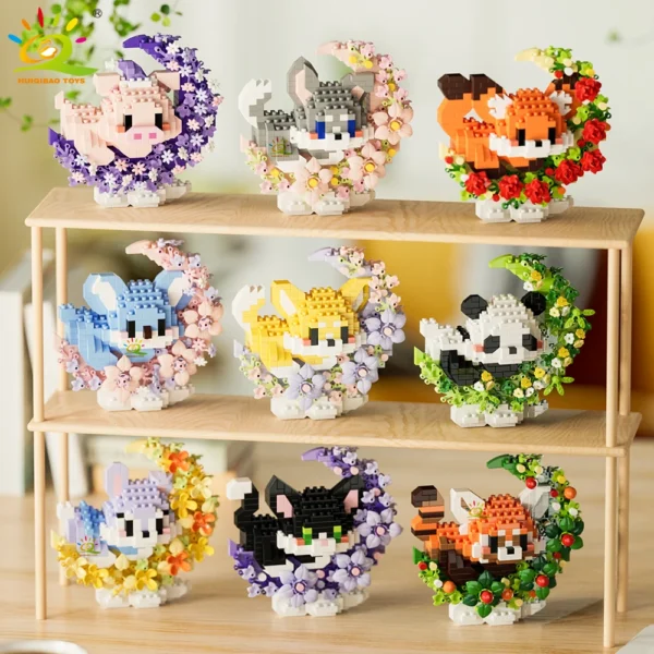 HUIQIBAO MOC Flower Animal Micro Building Block Mini 3D Diamond Model Brick DIY Construction Toy for Children Desk Decoration HUIQIBAO MOC Flower Animal Micro Building Block Mini 3D Diamond Model Brick DIY Construction Toy for Children Desk Decoration - Image 1