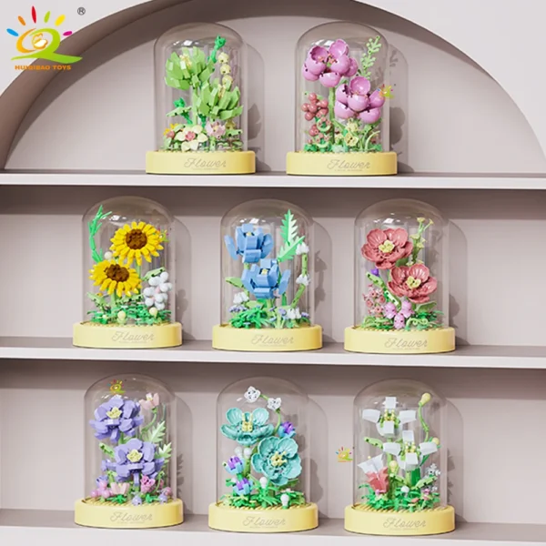 HUIQIBAO MOC Flower Display Box Micro Building Block MOC Mini Flower Mini Diamond Model Brick Toy for Children Desk Decoration - Image 1