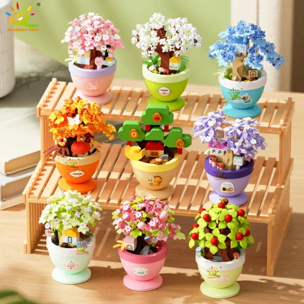 HUIQIBAO MOC Flower with pot Micro Building Block Sunflower Rose Eternal Bouquet Mini Diamond Model Brick Toy for Children Desk HUIQIBAO MOC Flower with pot Micro Building Block Sunflower Rose Eternal Bouquet Mini Diamond Model Brick Toy for Children Desk - Image 1