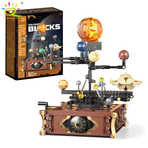 HUIQIBAO MOC Space Solar system orbit planet Model small Building Block Aerospace Ornament Brick Toy For Children Desk Decor. - Image 1