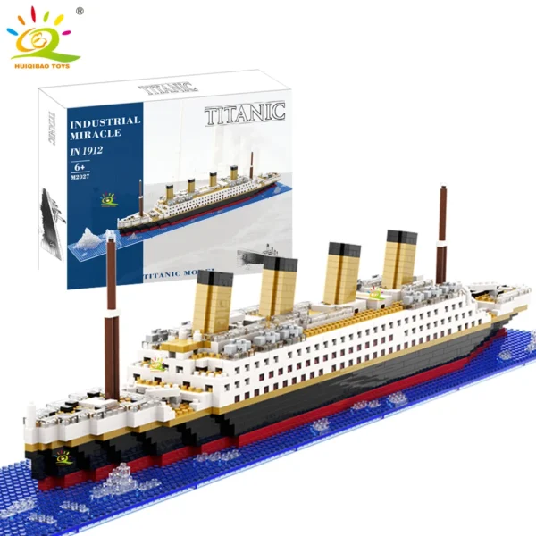HUIQIBAO MOC Titanic Giant Ocean Iceberg Adventure Navigation Boat Small Particle Building Blocks Kid Micro Bricks Toy for Adult HUIQIBAO MOC Titanic Giant Ocean Iceberg Adventure Navigation Boat Small Particle Building Blocks Kid Micro Bricks Toy for Adult - Image 1