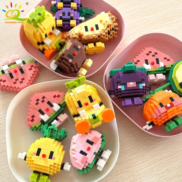HUIQIBAO Mini Cute Delicious Fruit Micro Building Blocks 3D Diamond Model Food Bricks DIY City Construction Toys for Children HUIQIBAO Mini Cute Delicious Fruit Micro Building Blocks 3D Diamond Model Food Bricks DIY City Construction Toys for Children - Image 1