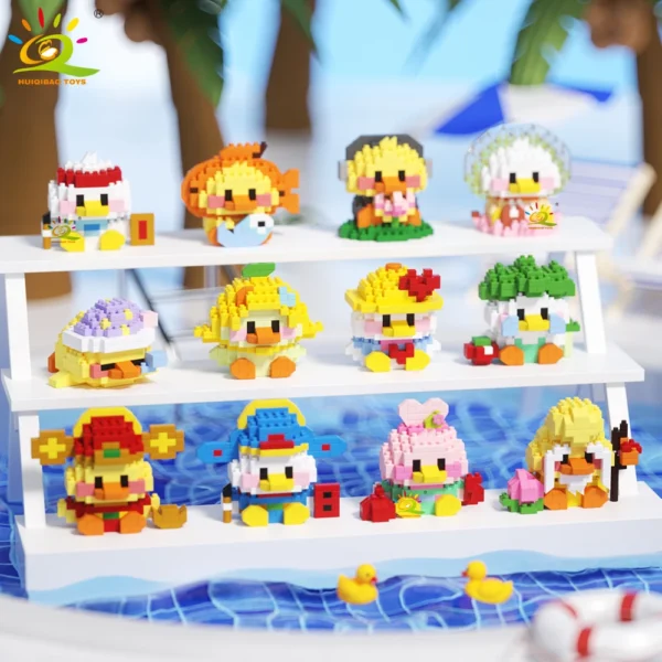 HUIQIBAO Mini Cute Duck Cosplay Dress Animal Micro Building Block 3D Diamond Model Brick DIY City Construction Toys for Children HUIQIBAO Mini Cute Duck Cosplay Dress Animal Micro Building Block 3D Diamond Model Brick DIY City Construction Toys for Children - Image 1