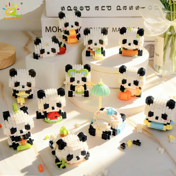 HUIQIBAO Mini Cute Panda Micro Building Blocks 3D Diamond Model Animal Bricks DIY City Construction Toys for Children Kids Gift - Image 1