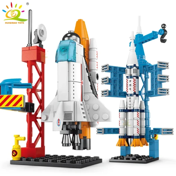 HUIQIBAO Mini Space Aviation Manned Rocket Model Building Blocks City Aerospace Bricks Children Construction Toys for Kids - Image 1