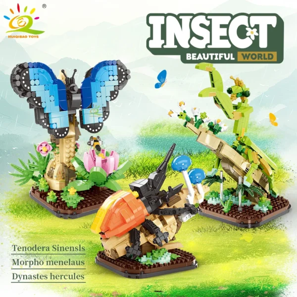 HUIQIBAO Moc Insect Flower Model Building Block Butterfly Plant Decoration City Construction Toy Kids Adult DIY Romantic Gift HUIQIBAO Moc Insect Flower Model Building Block Butterfly Plant Decoration City Construction Toy Kids Adult DIY Romantic Gift - Image 1