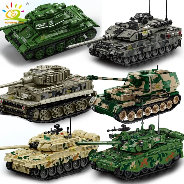 HUIQIBAO WW2 Military T-34 Tank Building Blocks Set for Children Army Weapon Car Truck Bricks Toy City Construction Bricks Gift HUIQIBAO WW2 Military T-34 Tank Building Blocks Set for Children Army Weapon Car Truck Bricks Toy City Construction Bricks Gift - Image 1