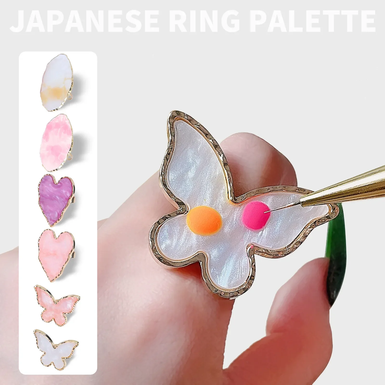 Halo Dyed Amber Resin Ring Color Palette For UV LED Polish Gel Mixing Butterfly Heart Shape Nail Gel Showing Shelf Manicure Tool Halo Dyed Amber Resin Ring Color Palette For UV LED Polish Gel Mixing Butterfly Heart Shape Nail Gel Showing Shelf Manicure Tool - Image 1