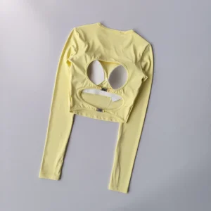 Hollow Out Back Fixed Chest Cushion Yoga Suit Long Sleeved Shirts Tight Fitting Sports Top Slimming Elastic Fitness Clothing