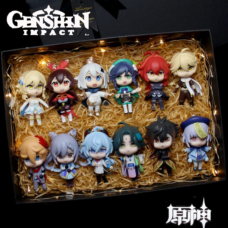 Hot 6pcs/set Genshin Impact Anime Figure Game Cartoon Aether Lumine Amber Venti Diluc Paimon Dolls Toy Kawaii Character Gift Hot 6pcs/set Genshin Impact Anime Figure Game Cartoon Aether Lumine Amber Venti Diluc Paimon Dolls Toy Kawaii Character Gift - Image 1