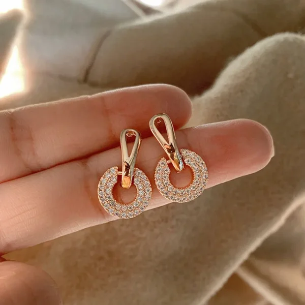 Hot Sale Exquisite Luxury Zircon Stud Earrings For Women AAA Zircon Shiny Rhinestone Geometrical Earring Party Wedding Jewelry - Image 1