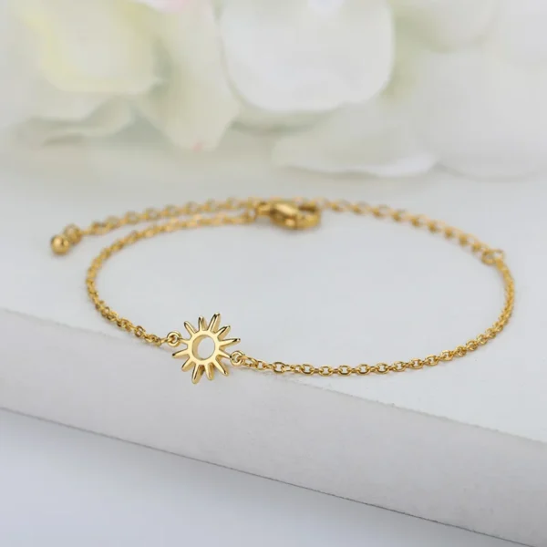 ICFTZWE Sun Hollow Bracelets For Women Stainless Steel Hand Chain Vintage Sunflower Anklet Boho Foot Jewelry Accessories - Image 1