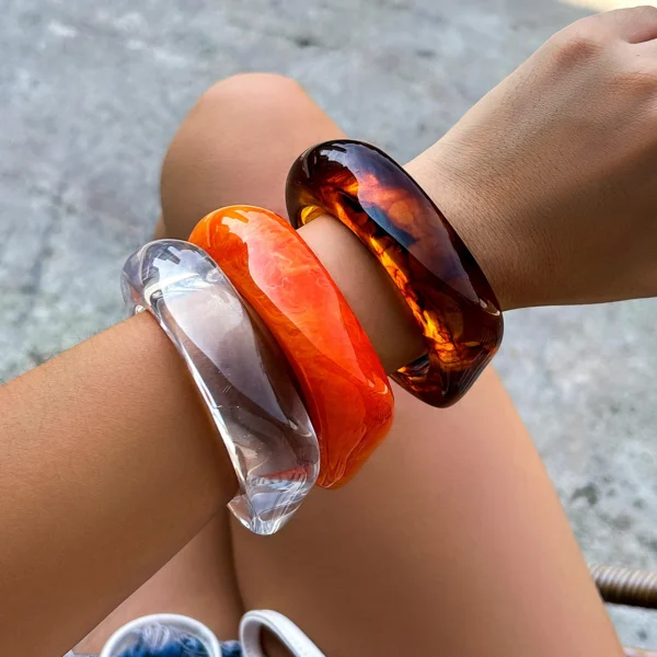 Ingemark Vintage Coloful Irregular Acrylic Resin Chunky Bangles for Women Kpop Geometric Charm Bracelets Couple Jewelry Pulseras Ingemark Vintage Coloful Irregular Acrylic Resin Chunky Bangles for Women Kpop Geometric Charm Bracelets Couple Jewelry Pulseras - Image 1