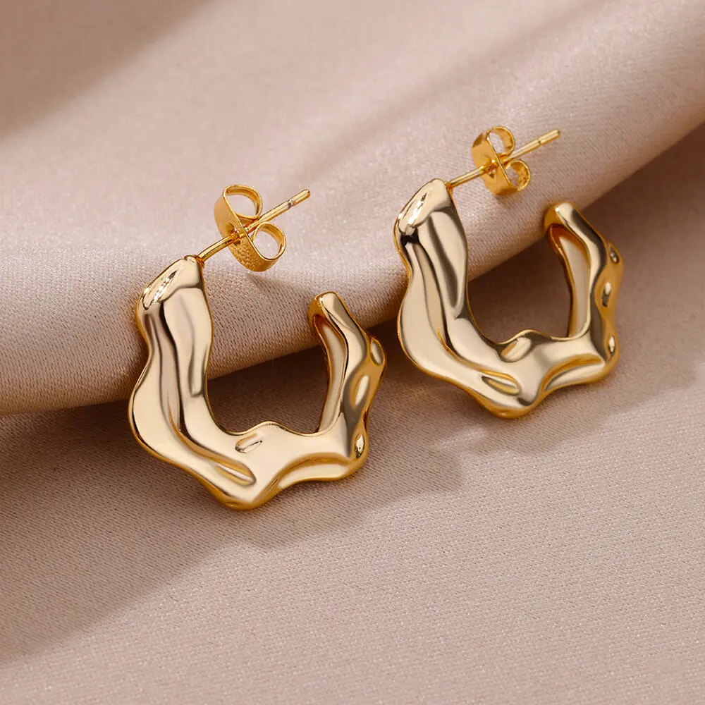 Irregular C Shaped Earrings For Women Stainless Steel Geometric Earring 2024 Trending Wedding Party Aesthetic Jewelry aretes Irregular C Shaped Earrings For Women Stainless Steel Geometric Earring 2024 Trending Wedding Party Aesthetic Jewelry aretes - Image 1