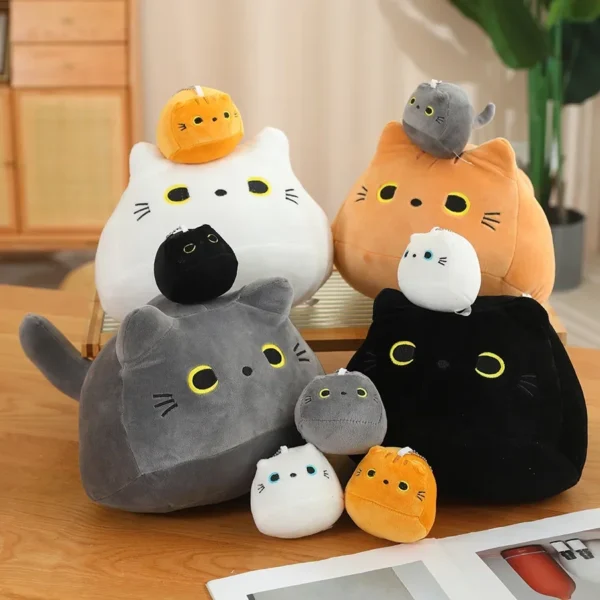 Kawaii Creative Oval Cat Plush Doll Four Baby Cat Pendants In A Big Mother Cat Body Combined Doll Super Soft Gift For Boys Girls Kawaii Creative Oval Cat Plush Doll Four Baby Cat Pendants In A Big Mother Cat Body Combined Doll Super Soft Gift For Boys Girls - Image 1