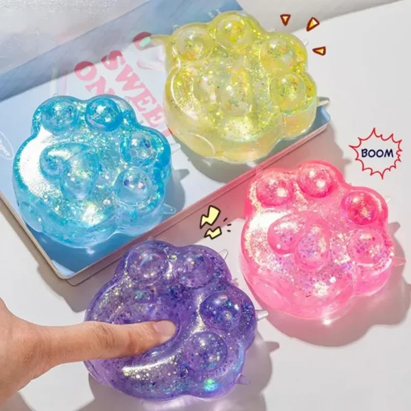 Kids Anti-stress Soft TPR Slow Rebound Sequins Maltose Pinch Toy Stress Relief Elastic Squeezing Colored Cat Paw Decompression Kids Anti-stress Soft TPR Slow Rebound Sequins Maltose Pinch Toy Stress Relief Elastic Squeezing Colored Cat Paw Decompression - Image 1