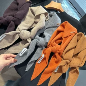 Knitted Scarf Women 100% Wool Winter Warm Scarves Bright Solid Color Design Thickened Shawl Soft Cashmere Pashmina Neck 2023 NEW