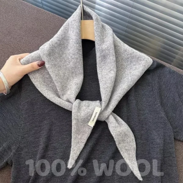 Knitted Scarf Women 100% Wool Winter Warm Scarves Bright Solid Color Design Thickened Shawl Soft Triangle Pashmina Neck 2025 NEW - Image 1