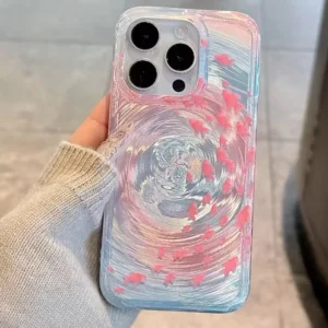 Korean Blue Ocean Red Carp Vortex Pattern Phone Case For iPhone 13 15 17 11 14 12 16 Pro Max Water Ripple Silicone Soft Cover