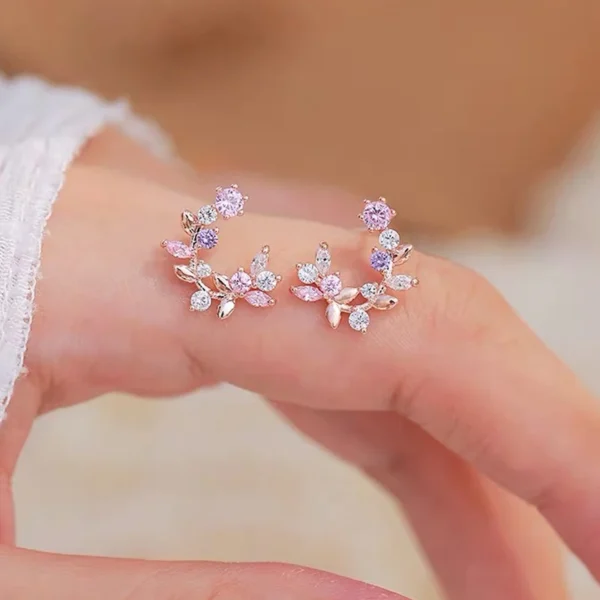 Korean Exquisite Flower Butterfly Earrings For Women Bling AAA Zircon Stud Earring Girl Wedding Party Sweet Jewelry Brincos - Image 1