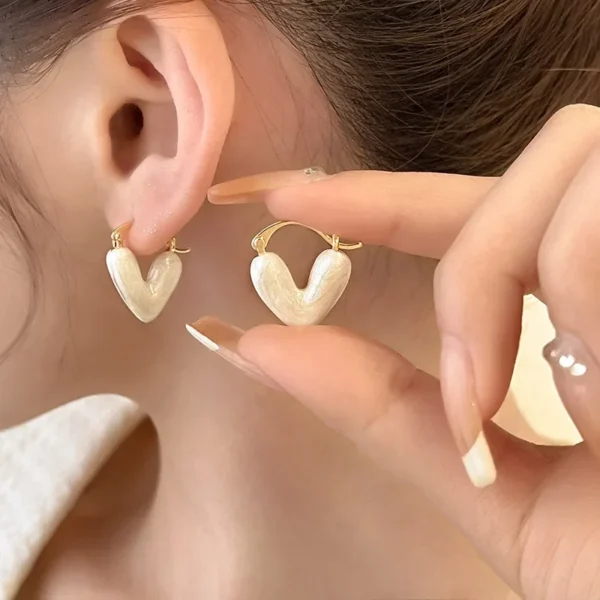 LATS 2024 New Arrival Love Heart Hoop Earrings for Women Small and Delicate Fashion Accessories Elegant Trend Jewelry Party Gift - Image 1