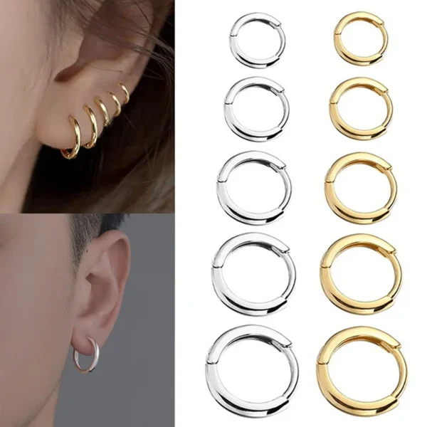 LATS 2024 New Simple Stainless Steel Small Hoop Earrings for Women Men 8mm To 20mm Round Cartilage Ear Piercing Fashion Jewelry - Image 1