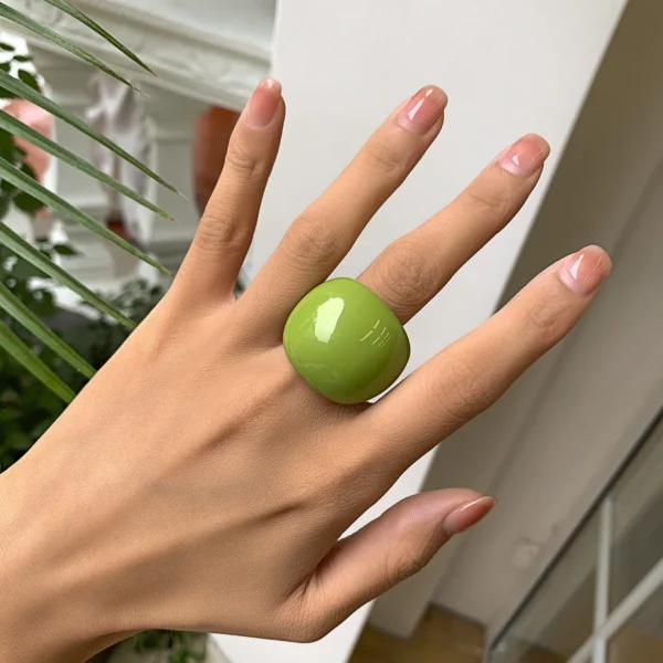 LATS Classic Candy Color Acrylic Exaggerated Geometric Ring for Women Resin Hand Jewelry Accessories Wholesale - Image 1