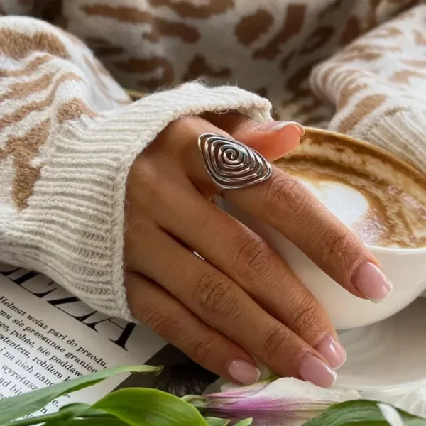 LATS Creaive Stainless Steel Spiral Ring for Women Man Minimalist Irregular Twisted Swirl Rings Fashion Jewelry Unique Gifts - Image 1