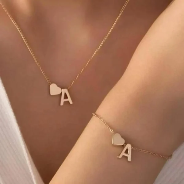 LATS Fashion Tiny Heart Dainty Necklace Gold Silver Color 26 Letter Name Choker For Women Pendant Bracelets Jewelry Gift - Image 1