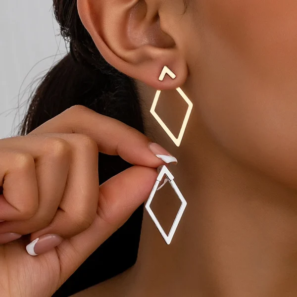 LATS Minimalist Geometric Square Detachable Triangles Stud Earrings for Women Fashion Jewelry Accessories Party Gifts - Image 1