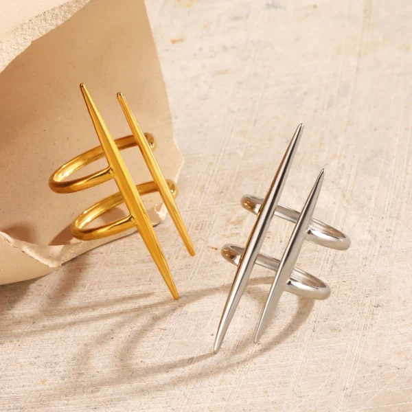 LATS New Design Fashion Pop Gold-Plated Stainless Steel Line Ring for Women Couple Personality Hip Hop Jewelry Wholesale - Image 1