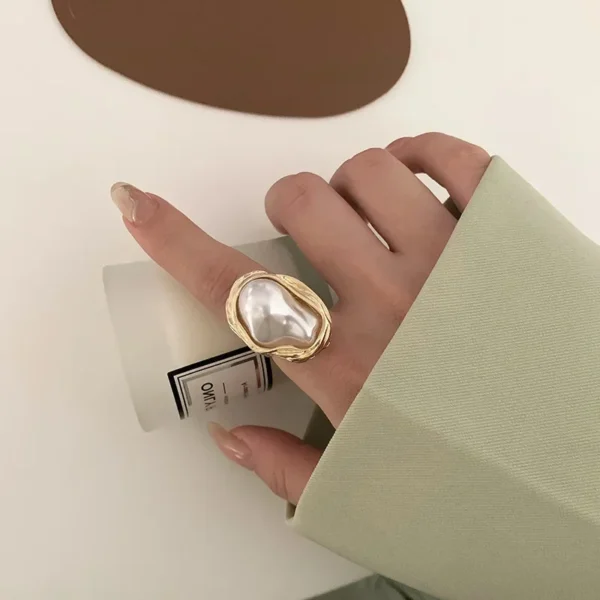 LATS New Design Starfish Pearl Ring Shape Gold Color Adjustable Rings For Women Korean Fashion Jewelry Party Luxury Accessory - Image 1