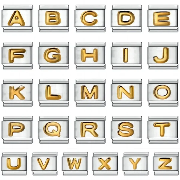 LATS New Fashion 26 English Letters Italian Charm Links Fit 9mm Stainless Steel Bracelet Making Women Jewelry - Image 1