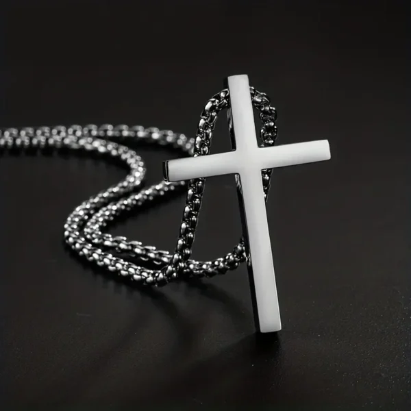 LATS Vintage Stainless Steel Chain Alloy Cross Pendant Necklace High Quality Jewelry Wholesale - Image 1