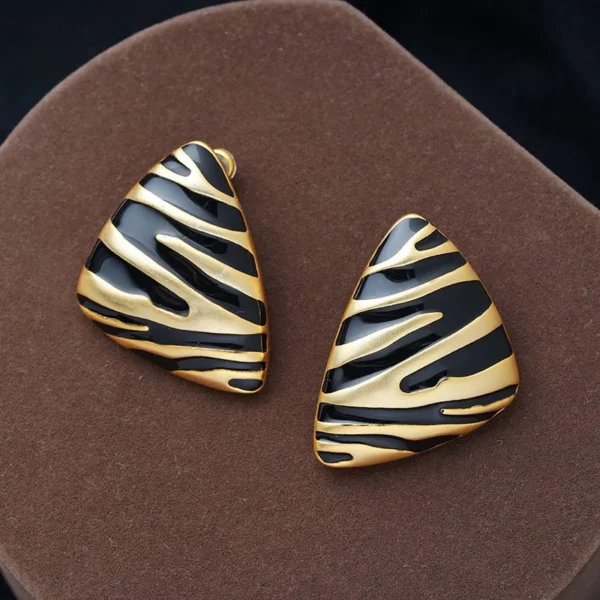LATS Vintage Triangular Stud Earrings for Women Girls Striped Zebra Drip Oil Earring Party Gifts Fashion Jewelry Accessories LATS Vintage Triangular Stud Earrings for Women Girls Striped Zebra Drip Oil Earring Party Gifts Fashion Jewelry Accessories - Image 1