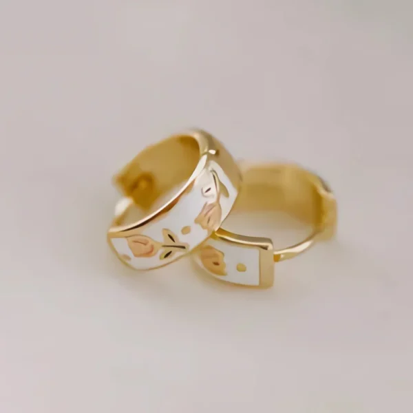 LATS White Pink Enamel Tulip Floral Tea Cup Hoops Earrings for Women Spring Summer 14K Gold Plated Jewelry Fashion Accessories - Image 1