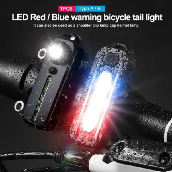 LED Red Blue Shoulder Police Light with Clip USB Charging Flashing Warning Safety Flashlight Torch Bike Warn LANTERN Light - Image 1
