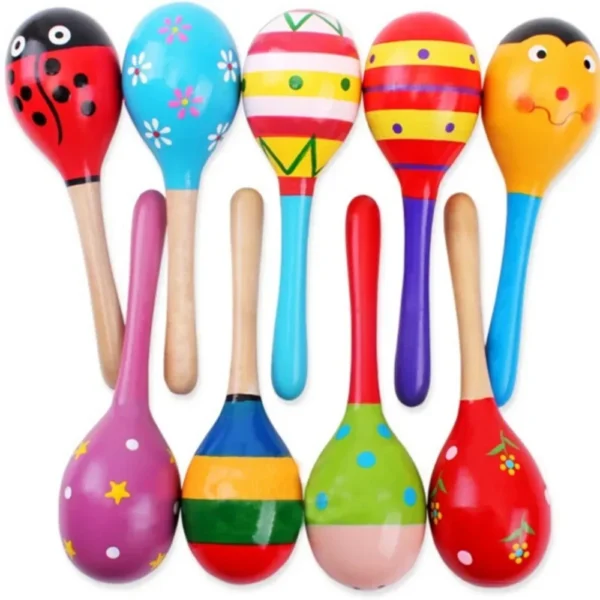 Large Montessori Baby Toy Wooden Colorful Musical Instrument Rattle Shaker Sand Hammer Bell Kids Children Early Learning Toys - Image 1