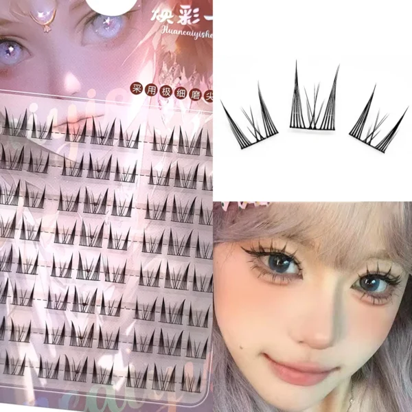 Lazy Cat Series Elf Large Capacity Eyelash Book Natural Long Curled Thin Stem Segmented False Eyelashes Devil Manga Lashes - Image 1
