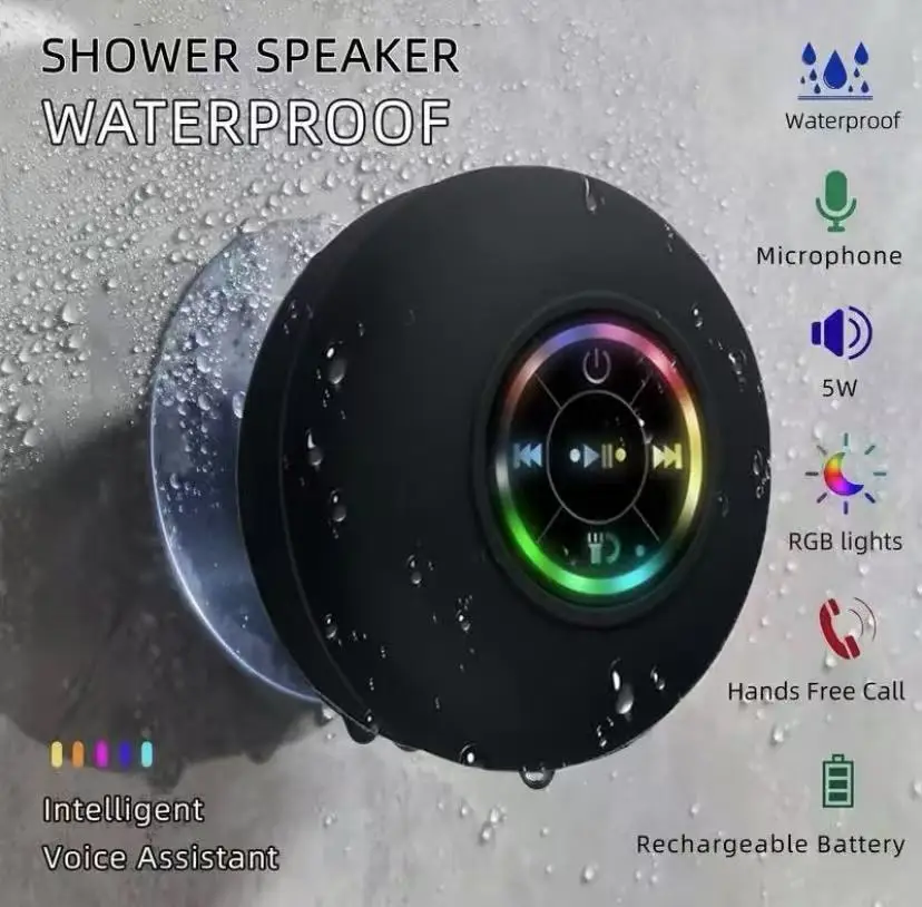 Loudspeaker Bluetooth Speaker Mini Shower Subwoofer Waterproof Handsfree With Suction Cup Mic For Bathroom Pool Beach Car Phone Loudspeaker Bluetooth Speaker Mini Shower Subwoofer Waterproof Handsfree With Suction Cup Mic For Bathroom Pool Beach Car Phone - Image 1